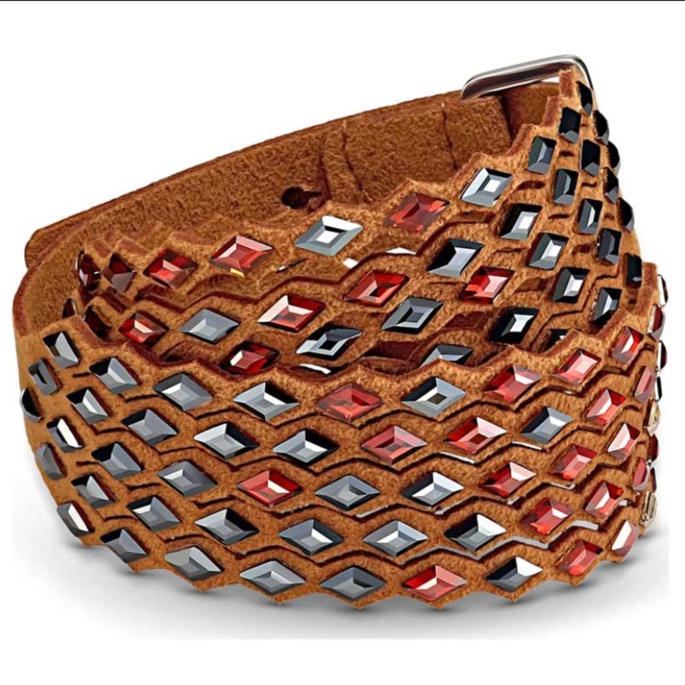 Swarovski Brown Bracelet with Red and Black Crystals
